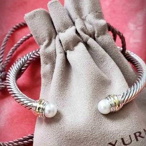 DY Sterling Silver Cable 5mm Bracelet with Pearl